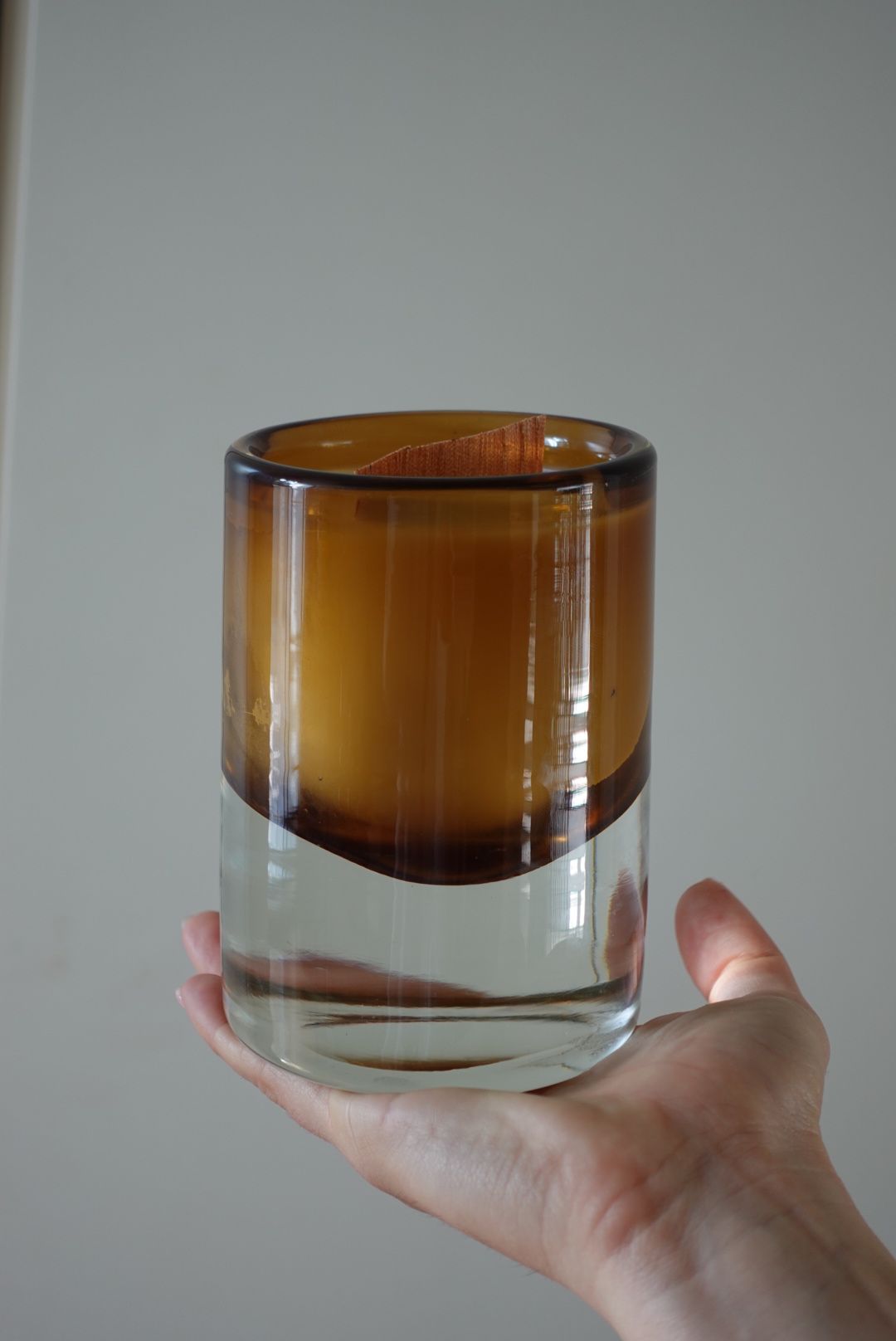 BROWN MURANO GLASS CANDLE