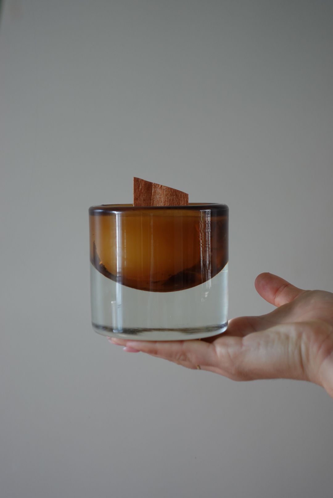 BROWN MURANO GLASS CANDLE